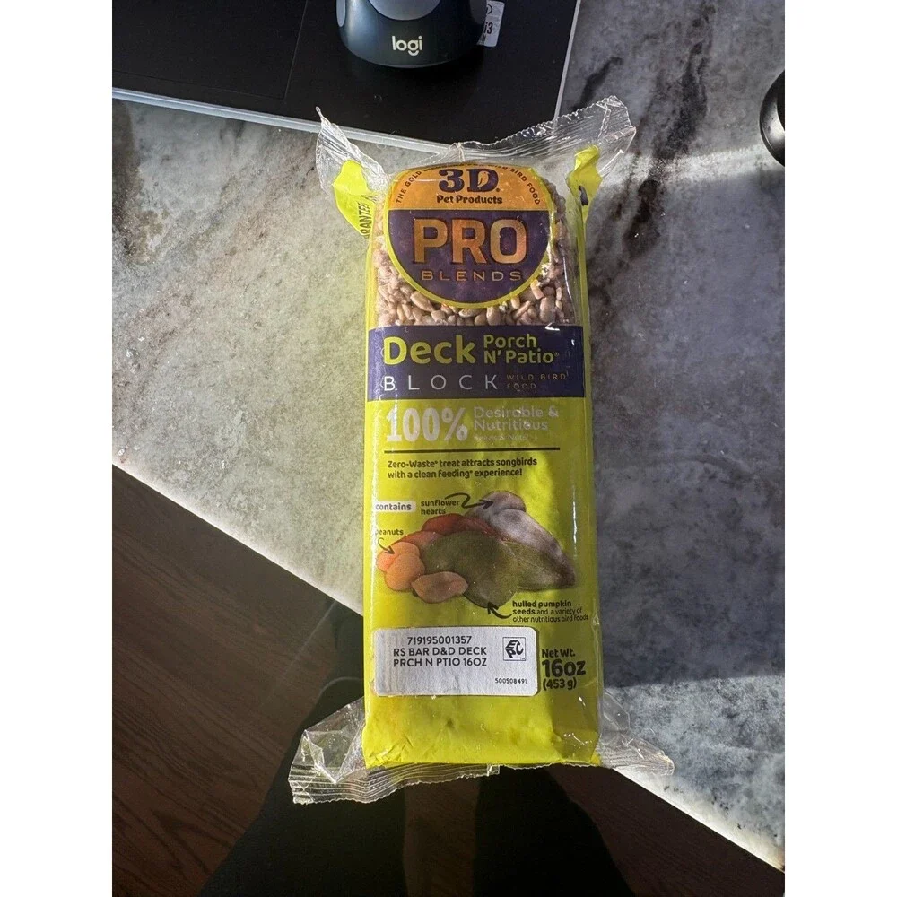 NEW 3-D Pro Blends Deck, Porch N' Patio Wild Bird Food Block 16 oz